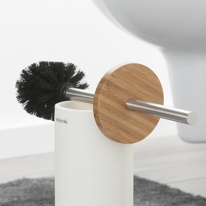 Brosse WC blanche avec support