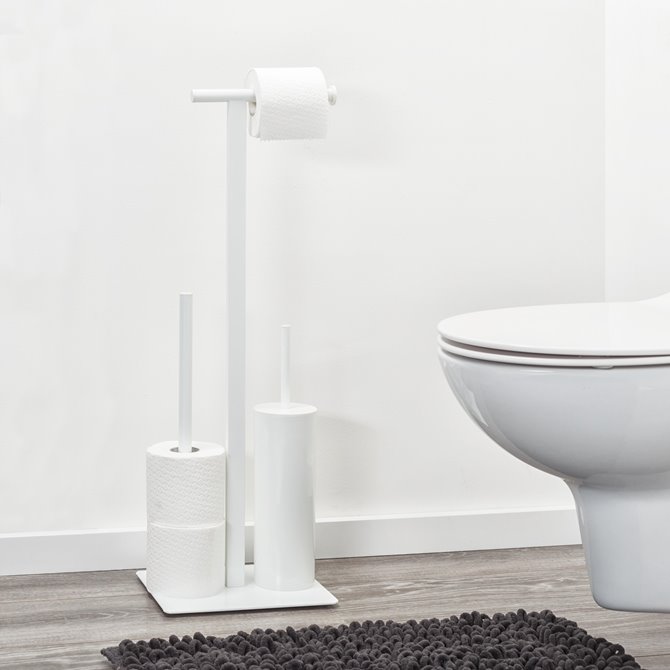 Sealskin - Sealskin Square Serviteur WC - Porte-rouleau papier toilette -  Brosse WC avec support Porterouleaux papier toilette de réserve -  autoportante Blanc