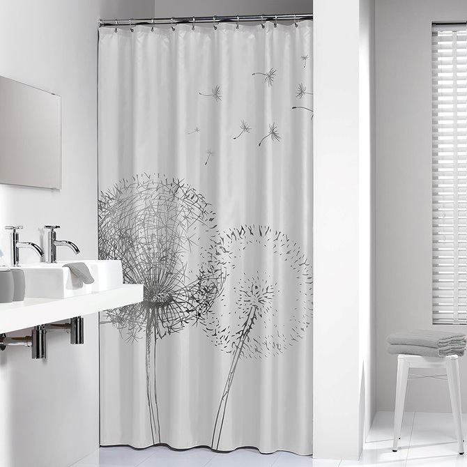 FLOW CURTAIN 180CM BLA WHI TEXTILE